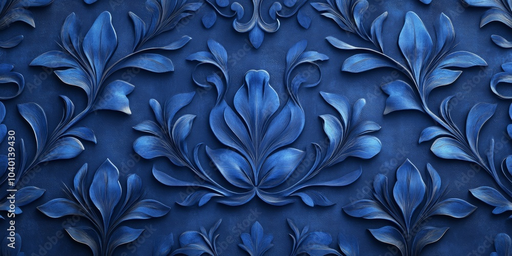 Poster blue waves, intricate pattern of varying shades of blue, creating a visually striking and dynamic ba