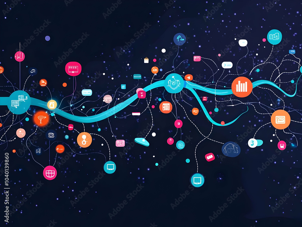 Poster flat neural synapse flash sale concept: close-up of neuron firing, electrical impulse transforms int
