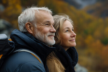 Fototapeta premium Travel in the fall designed with generative AI