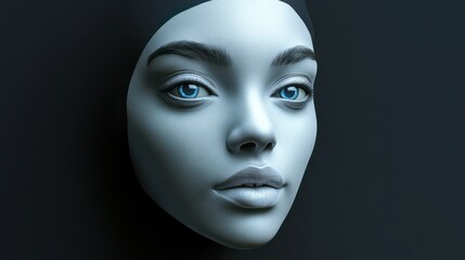 Female robot face, Artificial intelligence concept. Generative AI