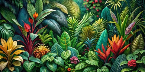 Obraz premium Motley Grass Tropical Plants Portrait Photography for Interior Design