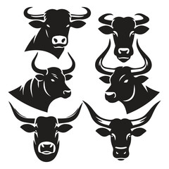 Black cow  Head Silhouette Vector for Logos and Branding isolated background, Ai generated