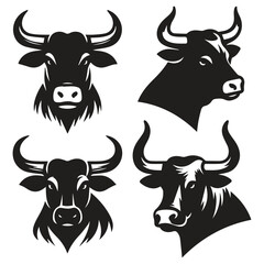 Black cow  Head Silhouette Vector for Logos and Branding isolated background, Ai generated