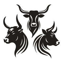 Black cow  Head Silhouette Vector for Logos and Branding isolated background, Ai generated