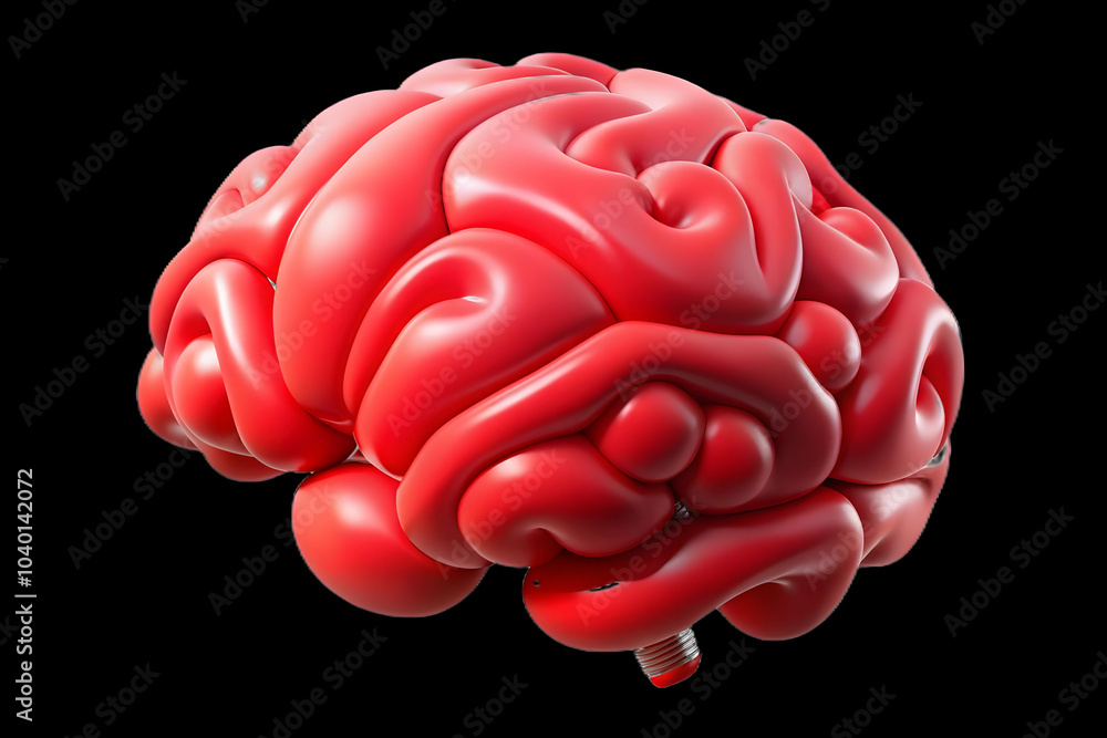 Aufkleber plain red background abstract brain design concept ai business intelligence attention grabbing adver