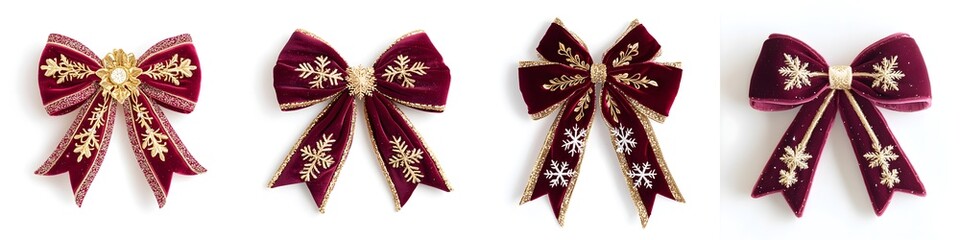 Elegant Crimson Velvet Christmas Bows Collection