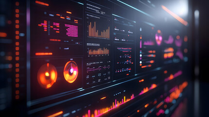 3D Floating ESG Performance Dashboard Concept - Holographic Metrics and Charts Illustrating Sustainable Business Strategies in Wide Shot, Isolated Icon on White Background.