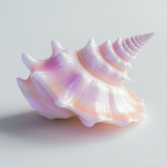 Obraz premium A pink shell with a rainbow swirl on it. The shell is very pretty and colorful. It looks like it's made of glass or some kind of shiny material