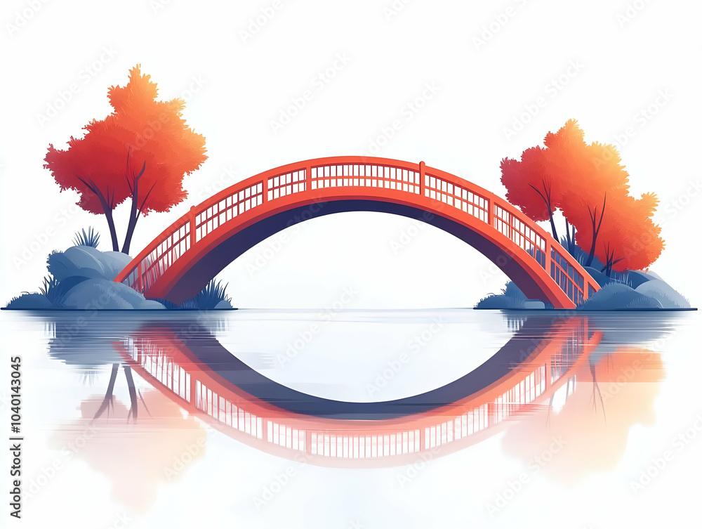Poster flat plain bridge silhouette with ample copy space for esg business negotiations - simple vector ill