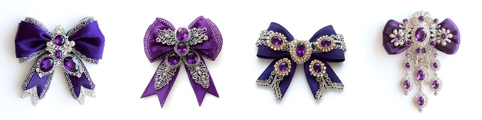 Fototapeta premium Magnificent Violet Christmas Bows with Amethyst Accents