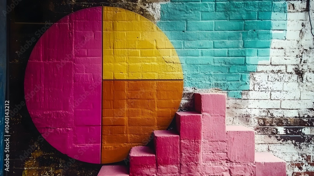 Poster A pie chart with increasing segments in vibrant colors, clean and isolated on a plain surface, no background