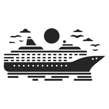 recommend clip art: Big cruise ship clip art. Flat monochrome vector illustration