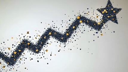 A star icon integrated into a rising line graph, representing high growth and success, floating with no background