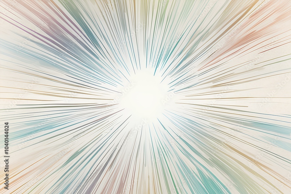 Poster light rays spreading from a central glowing point in an abstract design
