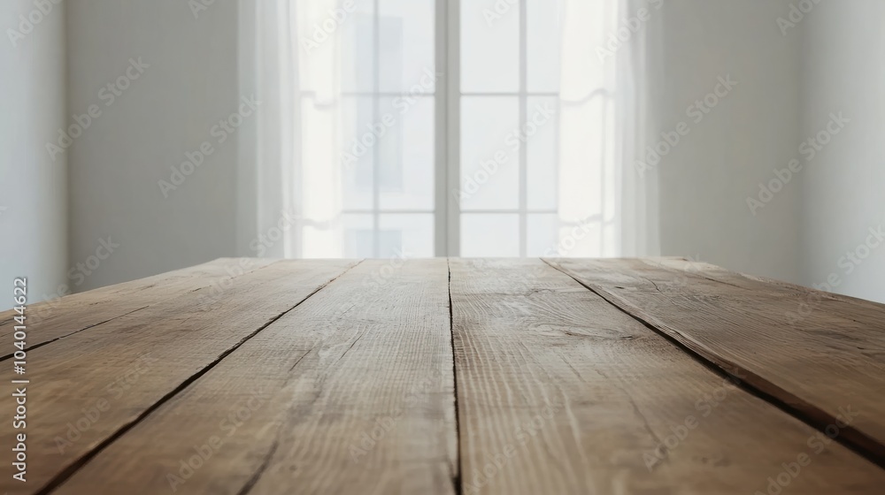 Poster front view of an empty wooden table with a white background perfect for incorporating a copy space i