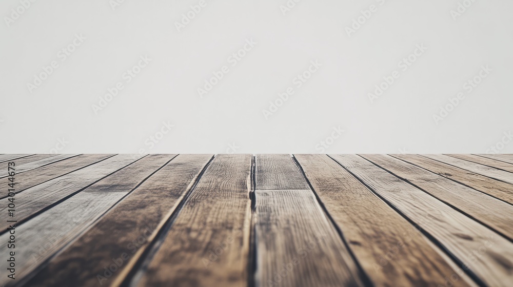 Poster front view of an empty wooden table with a white background perfect for incorporating a copy space i