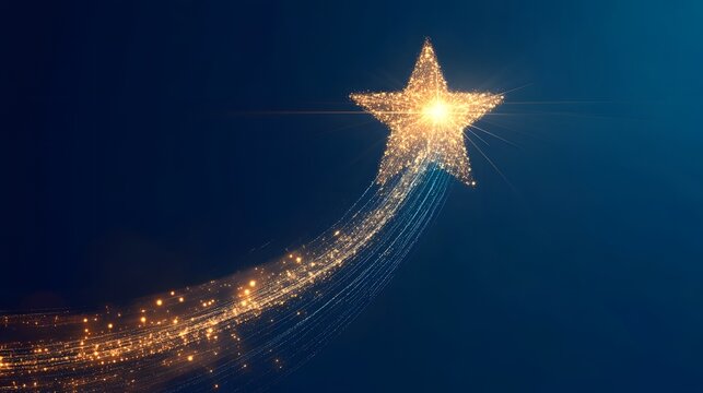 A glowing star at the top of an increasing trend line, symbolizing a top performer in market reports, no background
