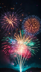 Obraz premium Colorful fireworks light up the night sky on New Year's Eve