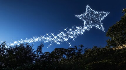 A clean, glowing star symbol at the top of a line graph, representing rapid financial growth, no background