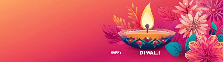 Obraz premium Happy Diwali the festival of lights with oil lamp, Diwali holiday Background. 