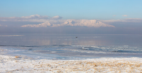 Beysehir Lake and Dedegol Mountain in the background, Konya