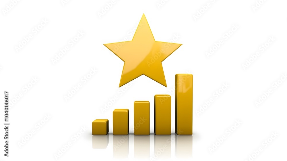 Poster a rising star symbol attached to an upward line graph, clean and sleek, symbolizing high performance