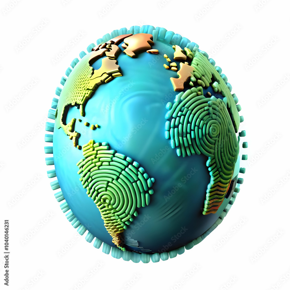 Poster digital fingerprint globe concept | unique identities connected | global data network | stock image 
