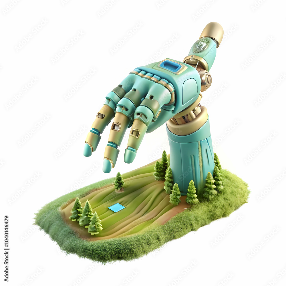 Poster glossy robot hand pointing forward on black background - ai directing business operations for futuri