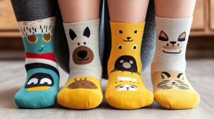 Colorful, playful socks featuring adorable animal designs, bringing joy and fun to daily wear.