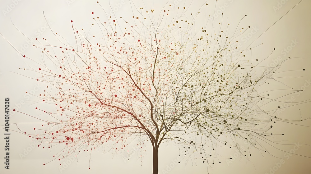 Fototapete A macro shot of a decision tree model, each branch color-coded to show potential outcomes in data analysis, no background