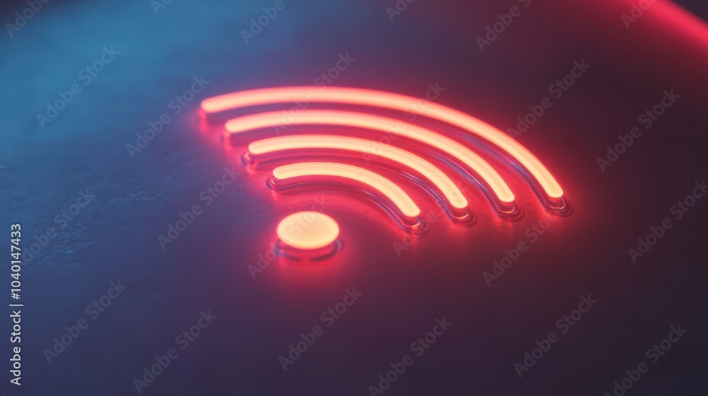 Poster glowing wifi symbol representing internet connection