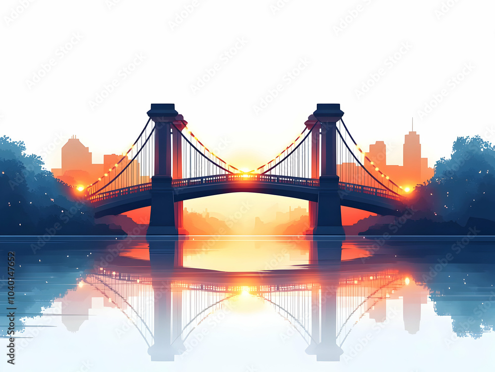 Poster flat abstract bridge connecting two points concept soft bokeh effect image symbolizing negotiation e