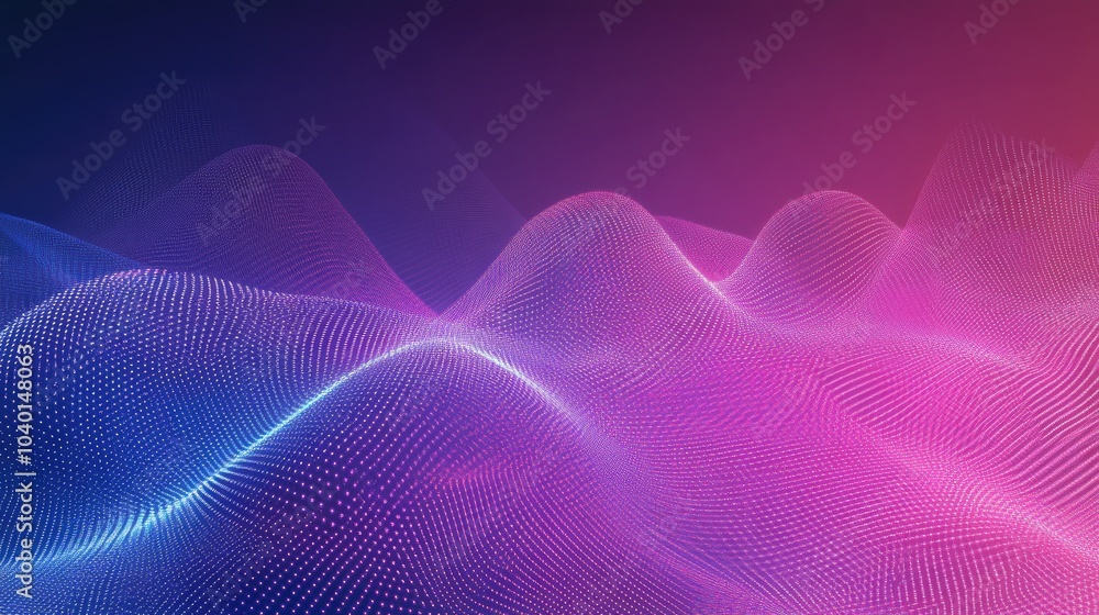 Poster interwoven lines and glowing dots representing a digital network on a gradient tech background