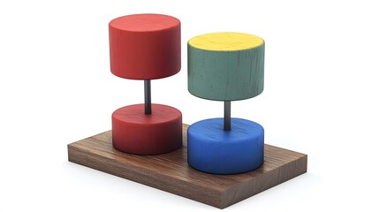 A 3D decision tree with vibrant colors, each node representing different outcomes in a business strategy, no background