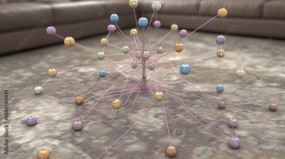Poster A 3D decision tree diagram with clear paths and color-coded nodes, representing a detailed decision-making model in data analysis, no background