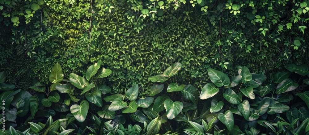 Poster green foliage in a garden setting providing a natural backdrop for a copy space image in an ecologic