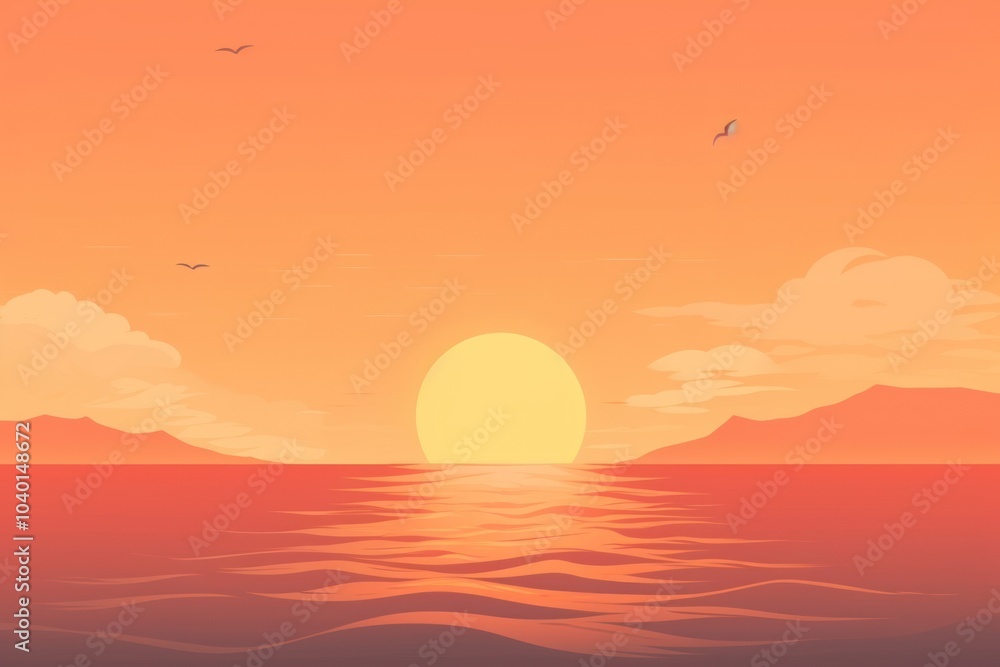 Poster Sunset seaside backgrounds sunlight outdoors.