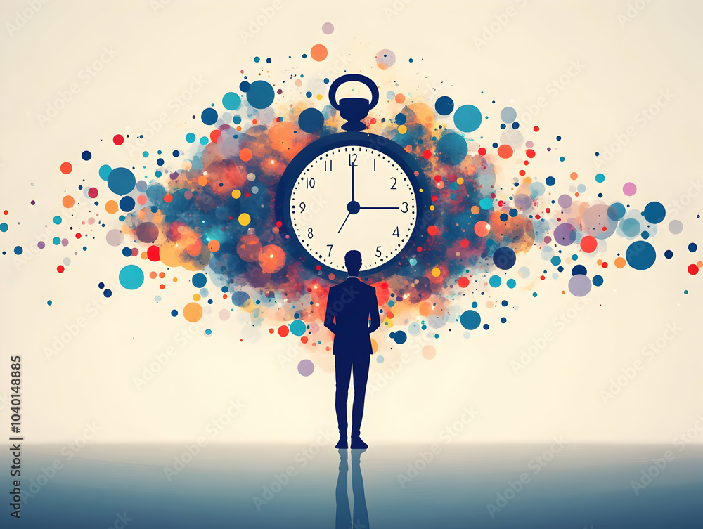 Aufkleber flat abstract clock bokeh lights time growth business concept creative image abstract clock face sof