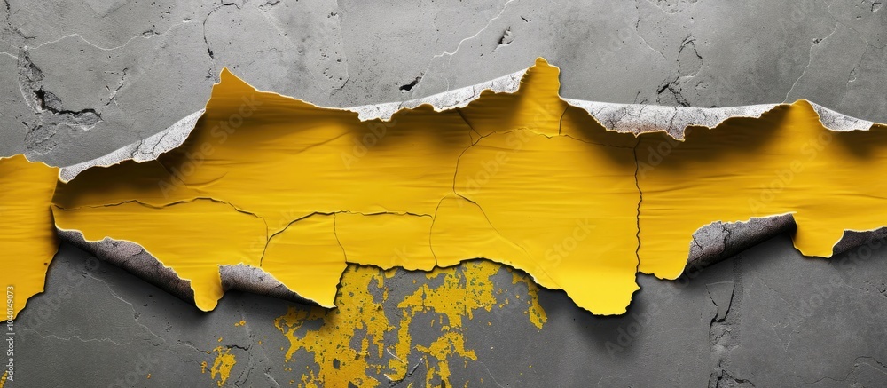 Poster yellow torn paper with team building message on gray backdrop serving as a symbolic team building co