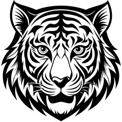 Fototapeta premium Tiger head vector silhouette 