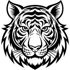 Fototapeta premium Tiger head vector silhouette 