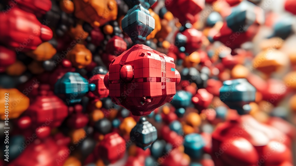 Aufkleber a 3d k-means diagram with vibrant clusters, each group distinctly separated by bright colors, repres
