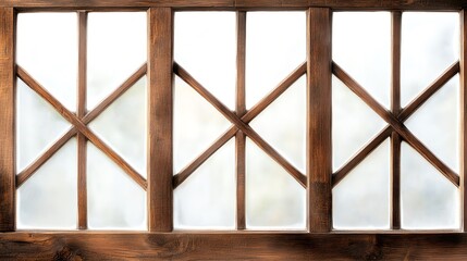 Wooden window frame with glass panels