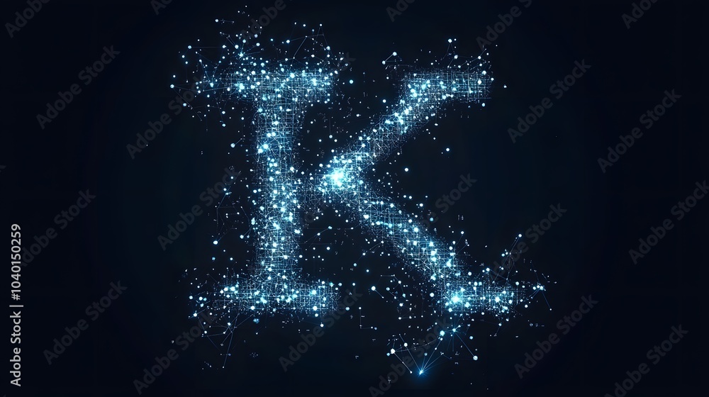 Poster A futuristic K-Means model with glowing clusters and sharp divisions between data points, featuring the word 'K-Mean' prominently displayed, no background