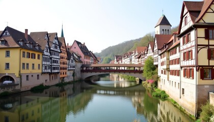 Fototapeta premium Charming European town with picturesque canal