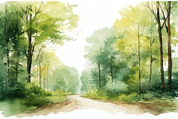 Forest road landscape outdoors woodland.