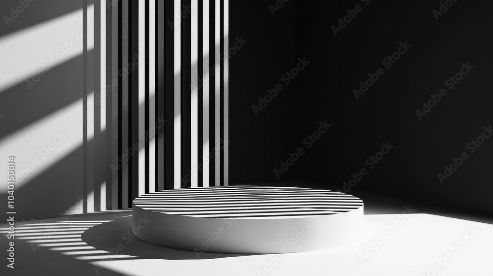 Aufkleber minimalist black-and-white composition with bold geometric lines and deep shadows playing with textu