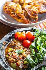 chili dip with fresh lemon basil, tomato and shallot, sambal pecak indonesian dish