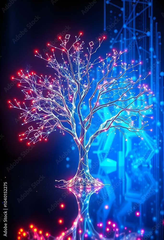 Poster a futuristic visualization of ai and data networks