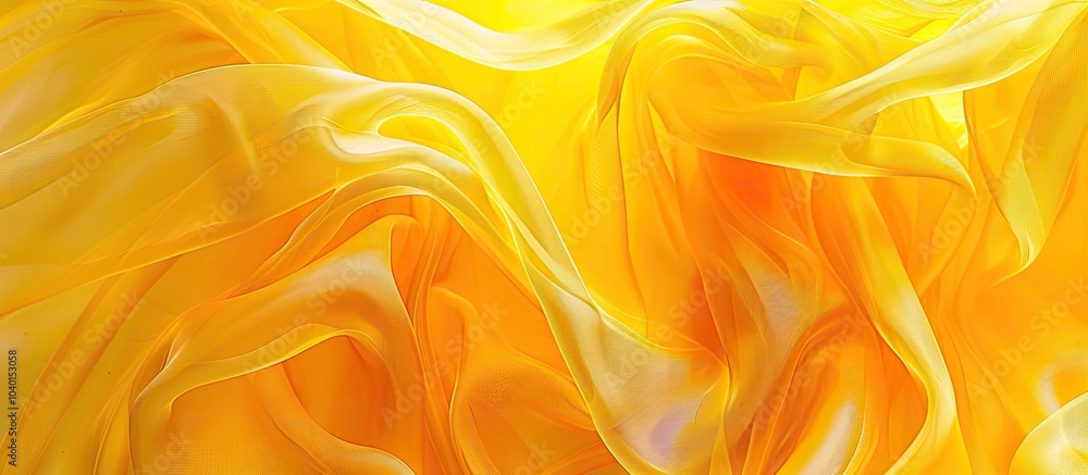 Poster silk organza with wavy piping on a yellow background featuring a delicate open weave serves as an ab